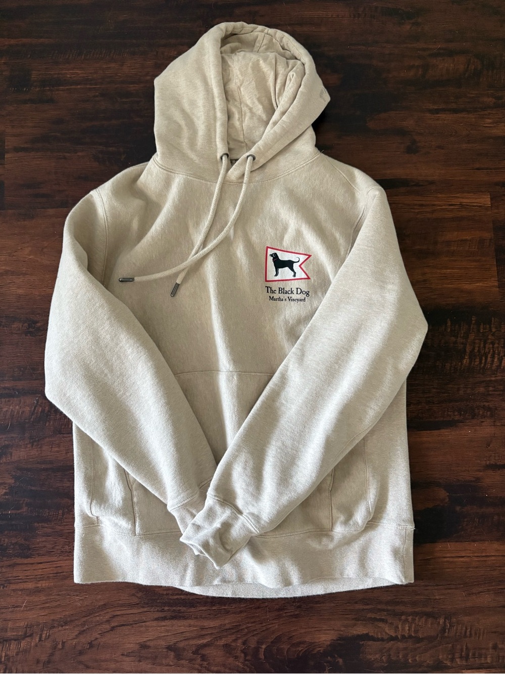 The Black Dog Sandstone Logo Hoodie in Beige with Black Accent